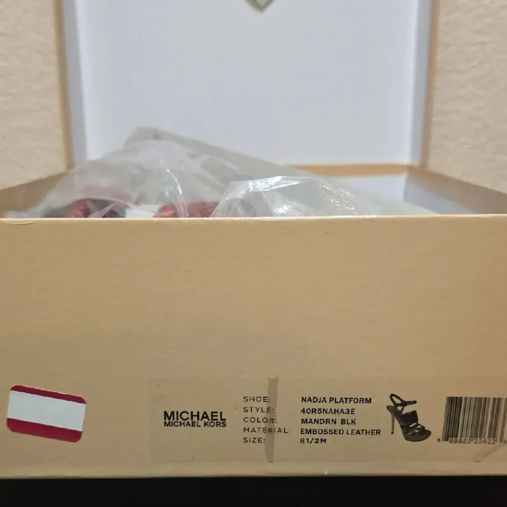 MICHAEL Michael Kors Mandarin and Black Snakeskin Heels